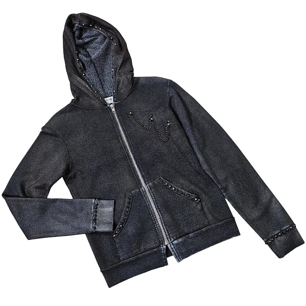 Shimmering Chains Girl's Sparkly Gray Hoodie